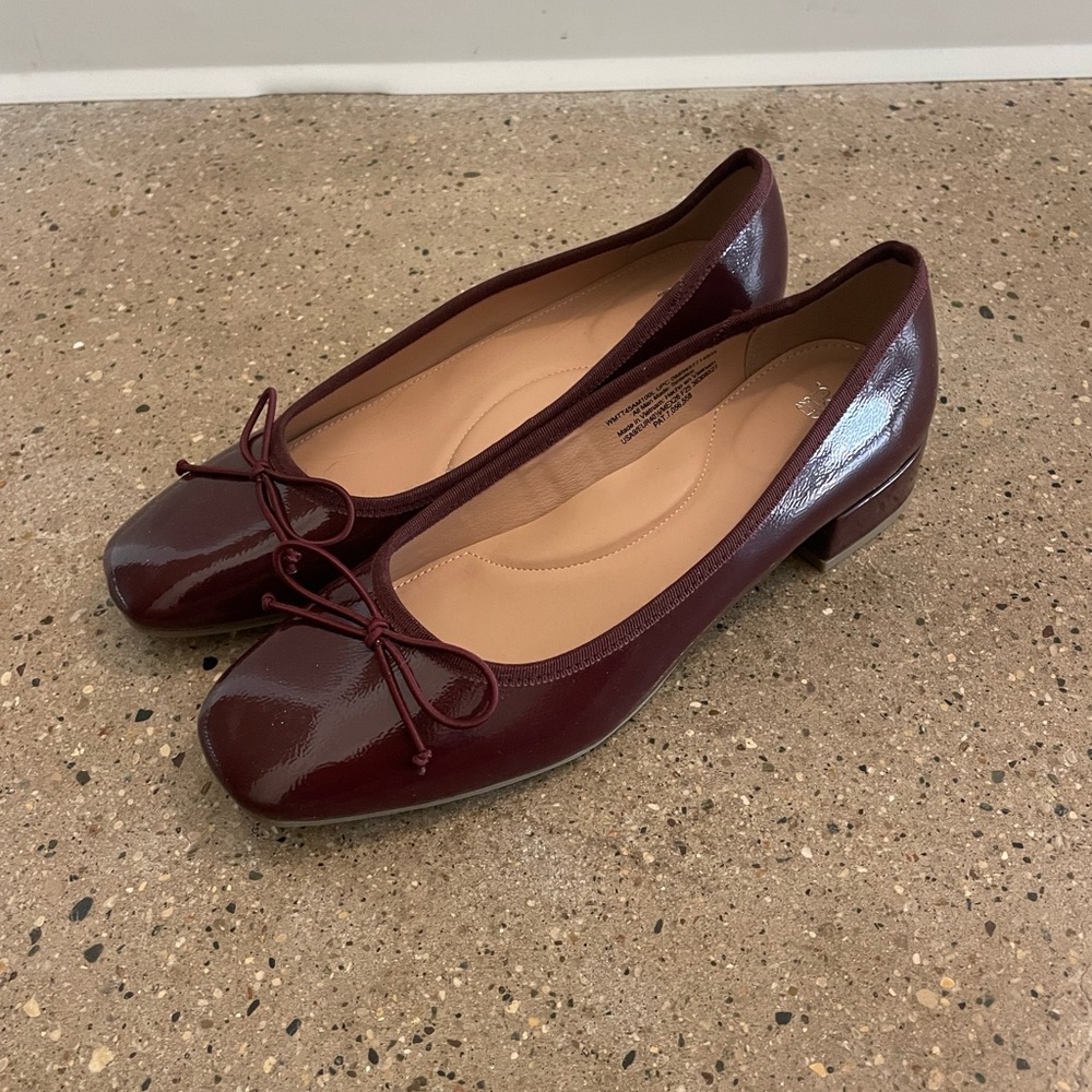 Time and Tru Patent Ballet Flat in Burgundy